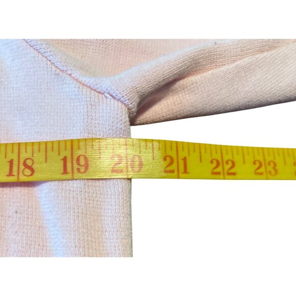 Chaps Womens Light Pink  Navy trim Cardigan Sweater L 100% Cotton Preppy Classic - Picture 4 of 5